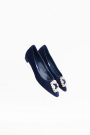 Manolo Blahnik Hangisiflat in Navy