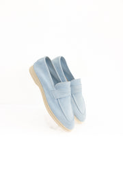 Suede Leather Loafer in Baby Blue