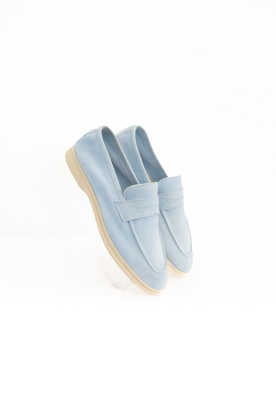 Suede Leather Loafer in Baby Blue