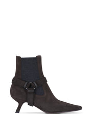 BRUNELLO CUCINELLI CITY HEEL ANKLE BOOT W/ BUCKLE - ESPRESSO