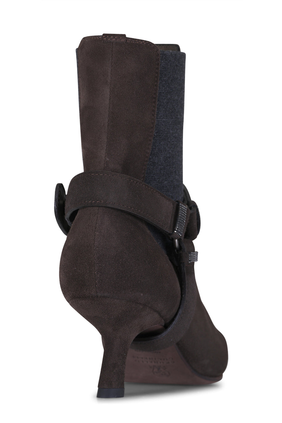 BRUNELLO CUCINELLI CITY HEEL ANKLE BOOT W/ BUCKLE - ESPRESSO