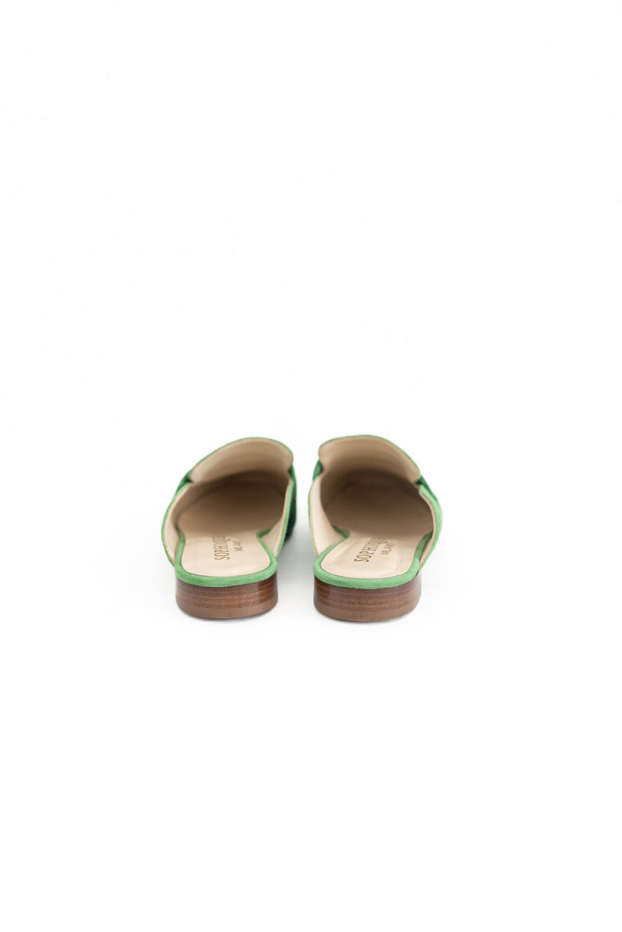 Suede Leather Mules in Avocado