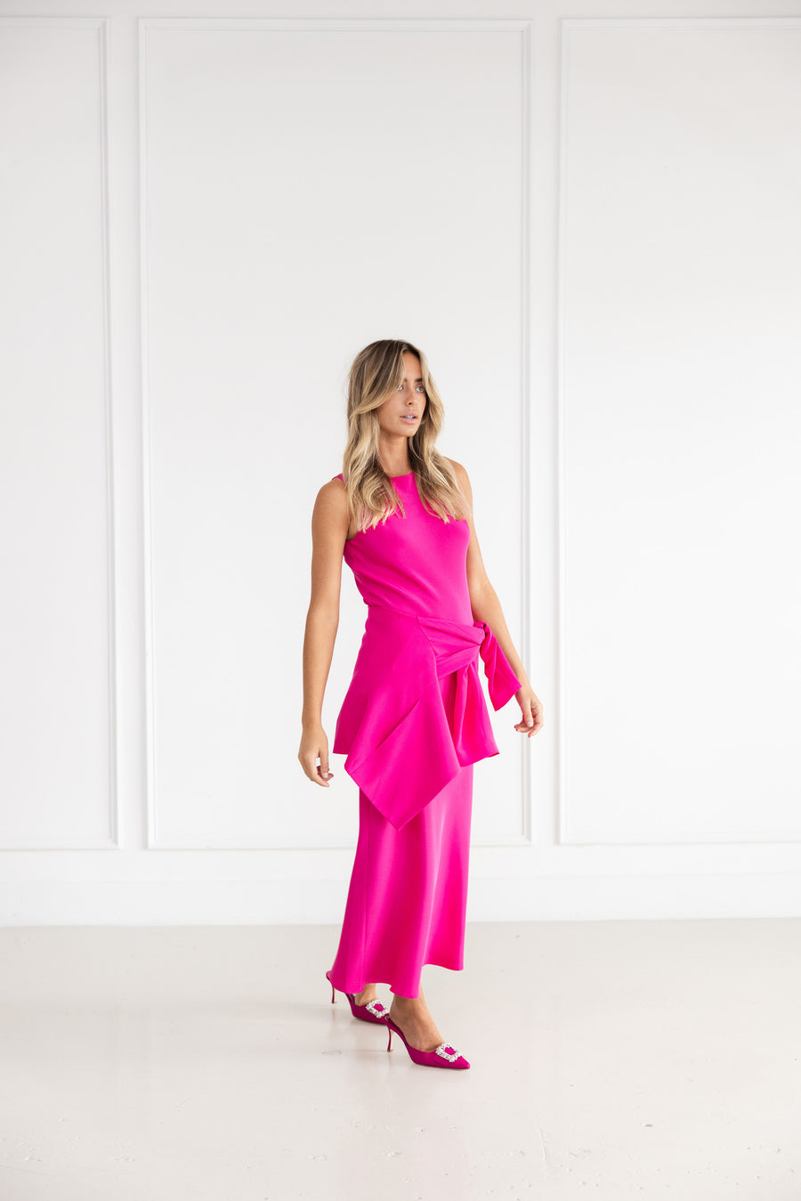 Pillar Boatneck Dress in Lipstick Pink