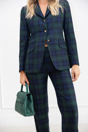 Diane Firsten Plaid Jacket in Green & Navy