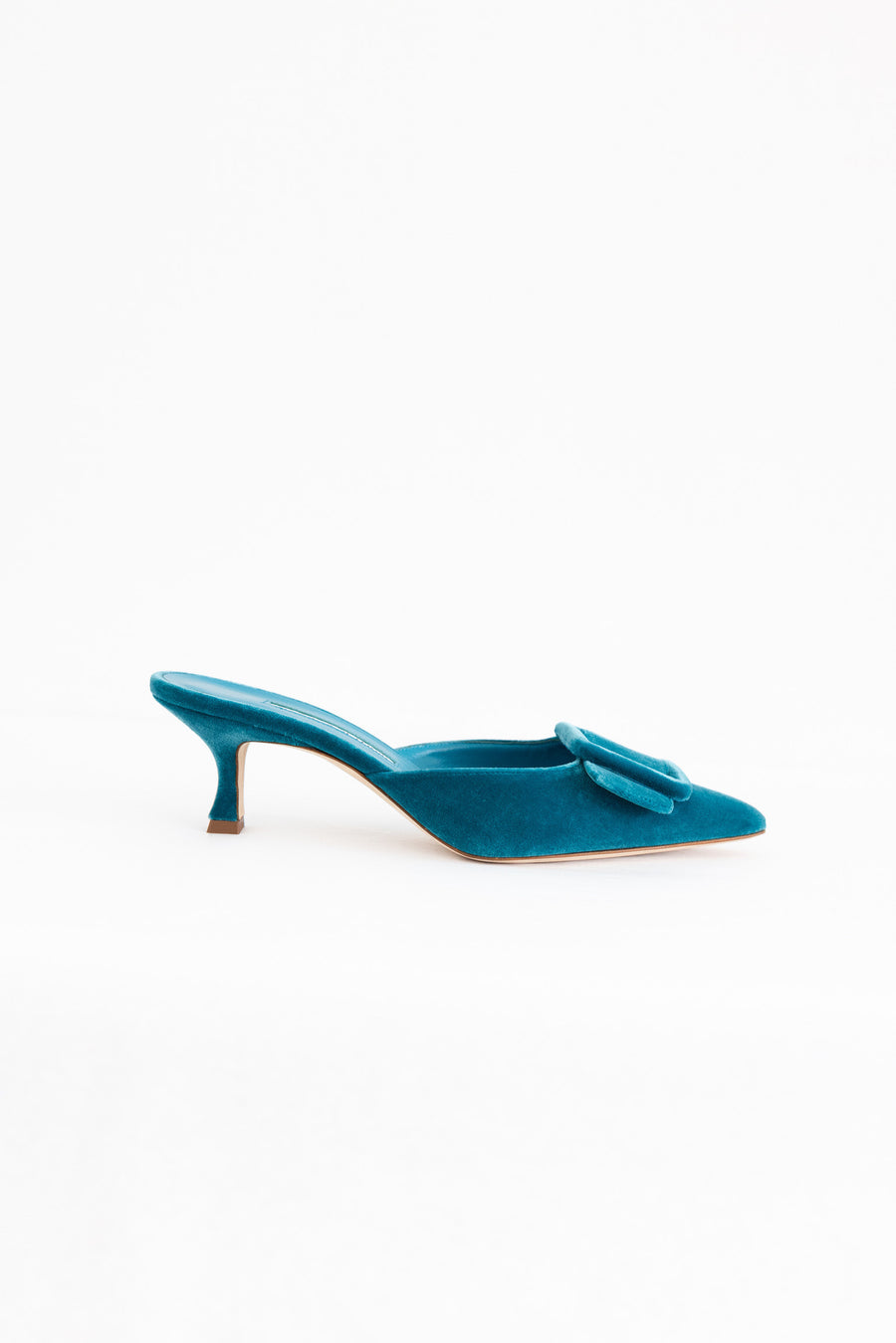 Manolo Blahnik Teal Velvet Mule