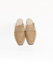 Suede Leather Mules in Sand