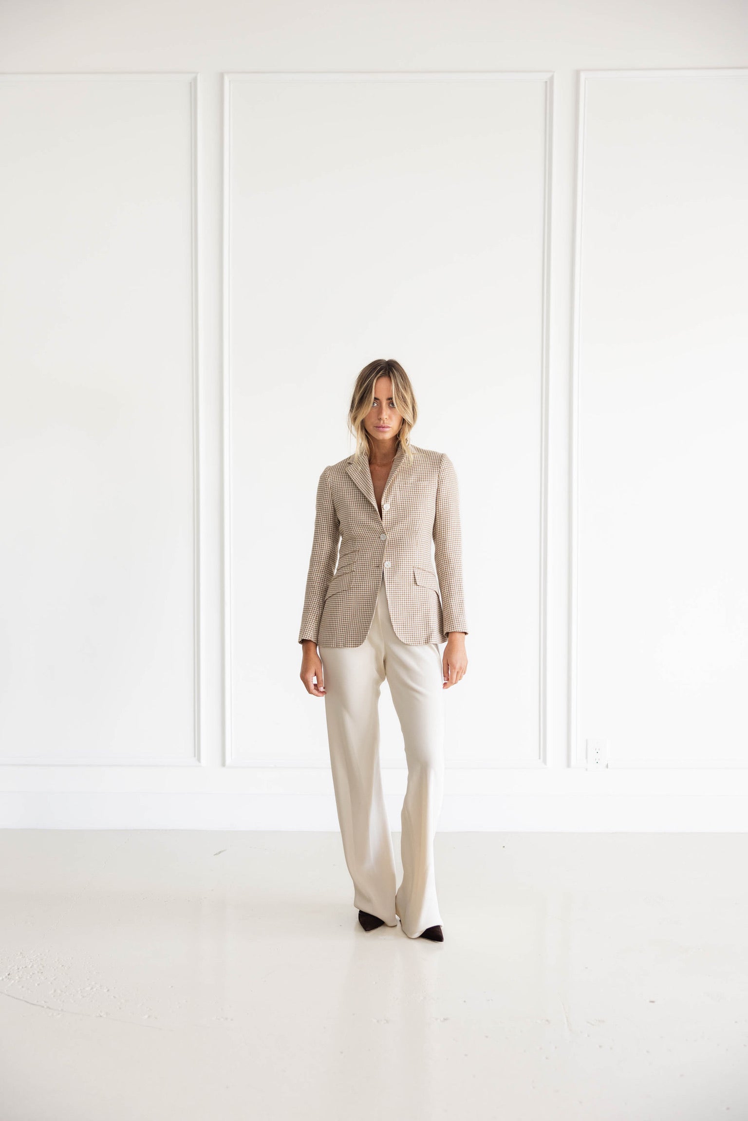 Diane Firsten Houndstooth Jacket in Whiskey & Cream