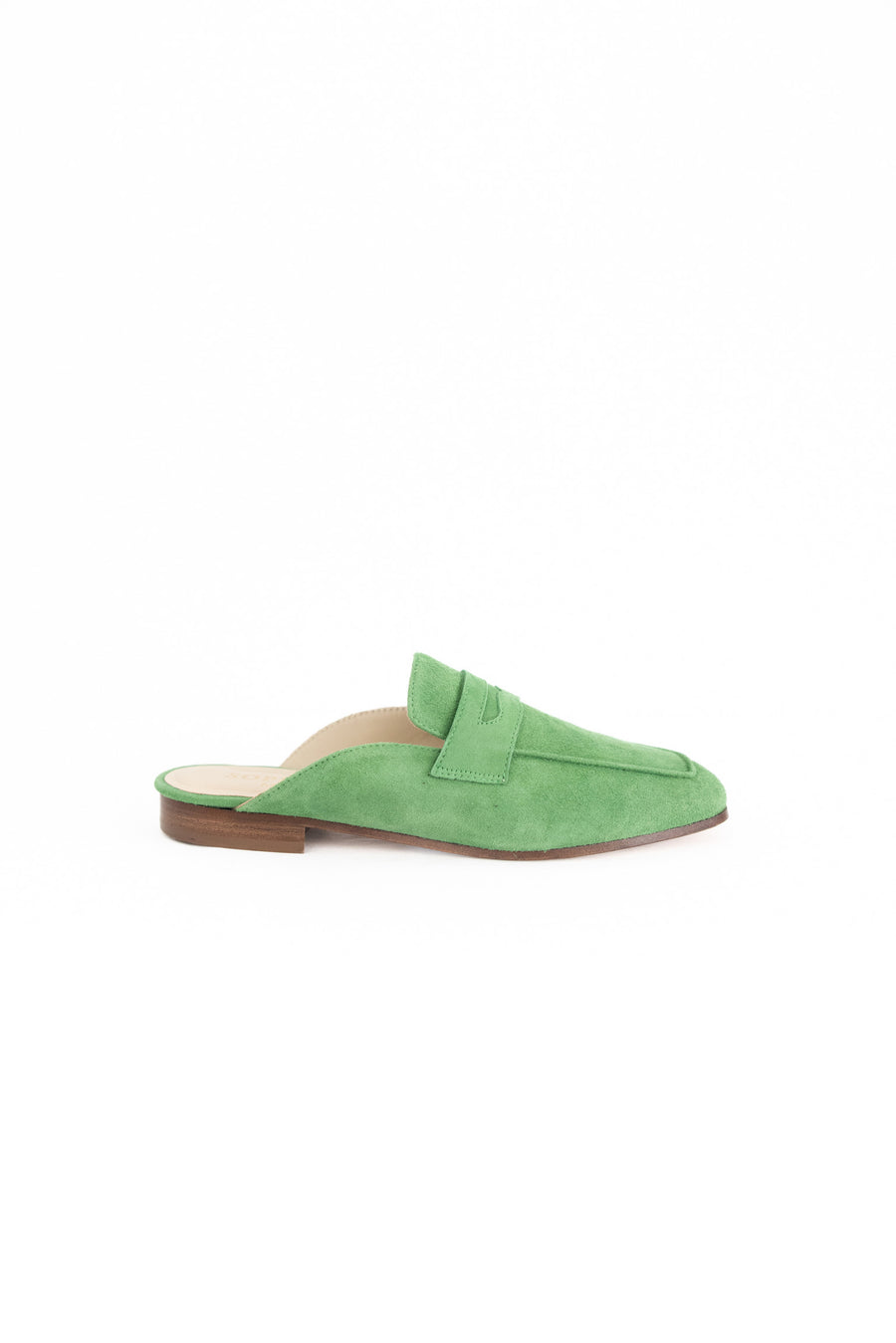 Suede Leather Mules in Avocado