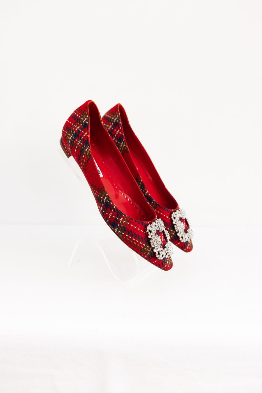 Manolo Blahnik Plaid Flat with Buckle