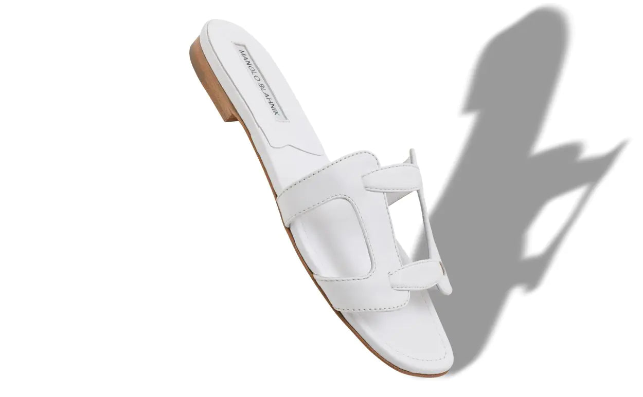 MANOLO BLAHNIK GRELLANU FLAT - WHITE