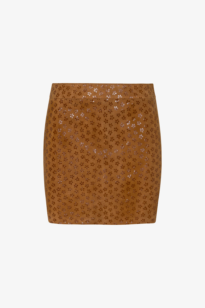 SPRWMN MARCELA SKIRT - COGNAC FLOWER