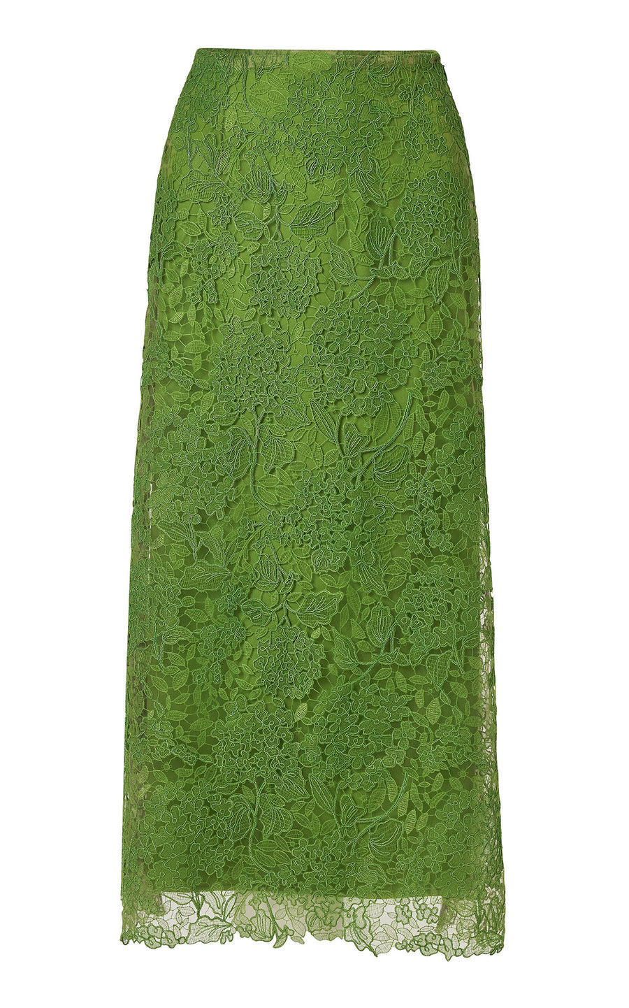 CAROLINA HERRERA MIDI SLIP SKIRT - LAWN GREEN