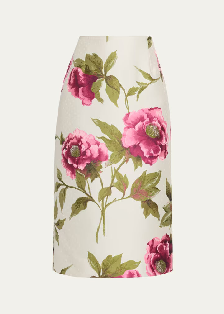 CAROLINA HERRERA PENCIL SKIRT - IVORY MULTI